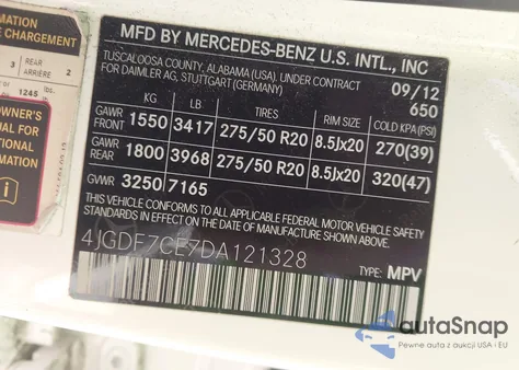 2013 Mercedes-Benz Gl 450 4Matic из США, поврежденный, VIN 4JGDF7CE7DA121328